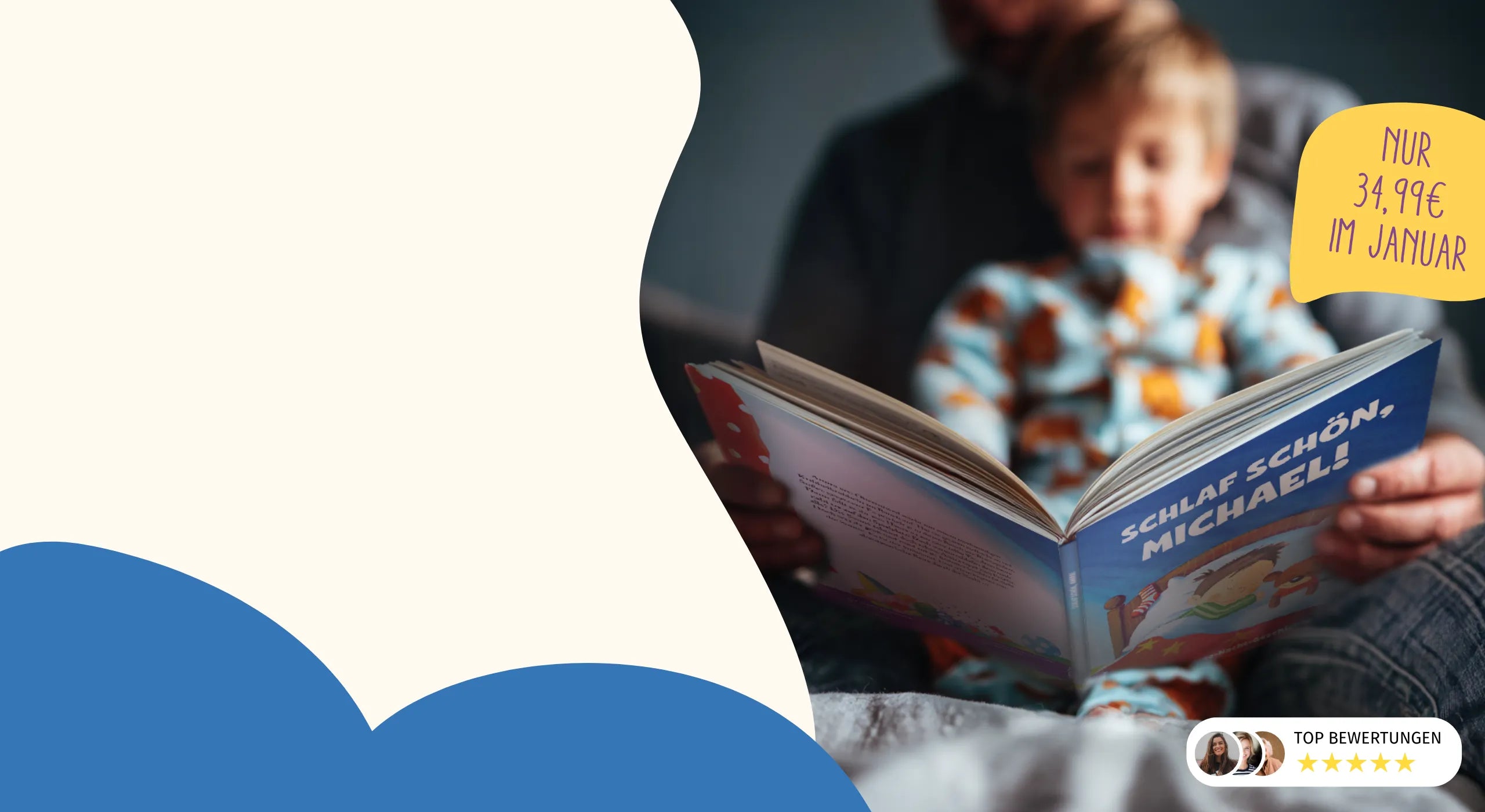 Vater liest Sohn eine Gute-Nacht-Geschichte vor: Schlaf schön, Michael! Dein personalisiertes Gute-Nacht-Buch nur 34,99€ im Januar
