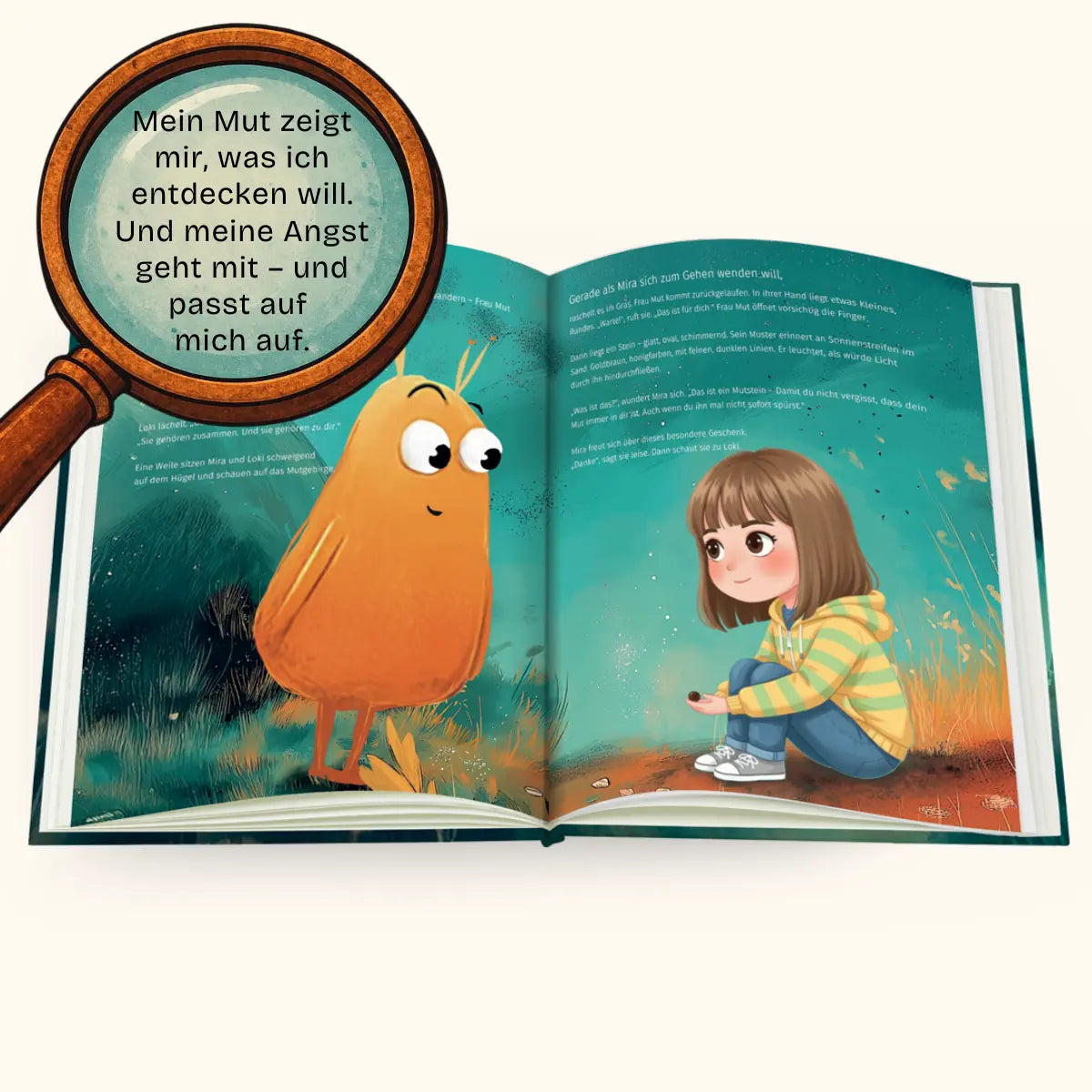 Auszug aus dem Buch "Wie dein Kind Frau Mut fand" mit gehighlighteten Textstellen