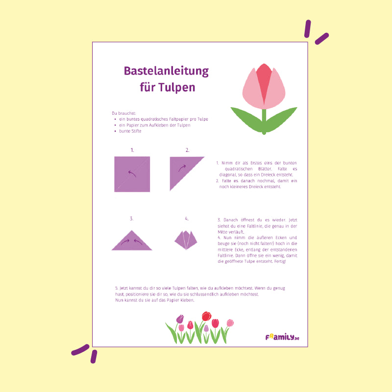 Kostenlose Bastelanleitung zum Download: Tulpen aus Papier falten