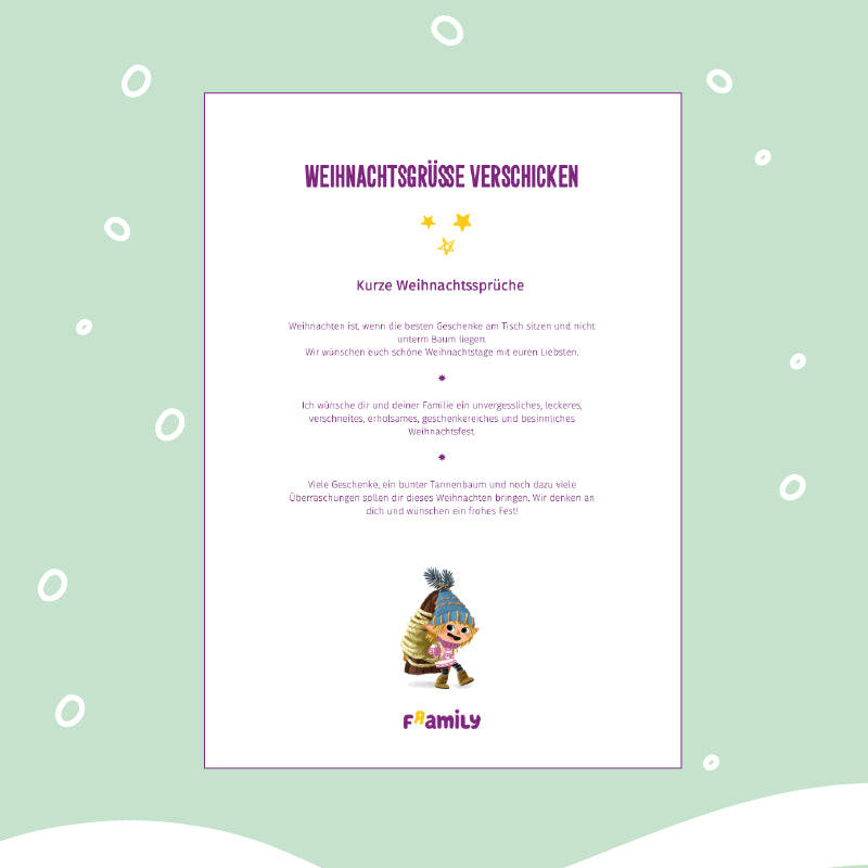 Weihnachtsgrüße als kostenloser Download mit verschiedenen kurzen Weihnachtssprüchen