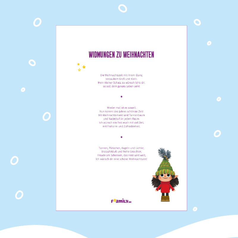 Die schönsten Widmungen zu Weihnachten als kostenloser Download als Inspiration für die Widmungen in personalisierten Kinderbüchern