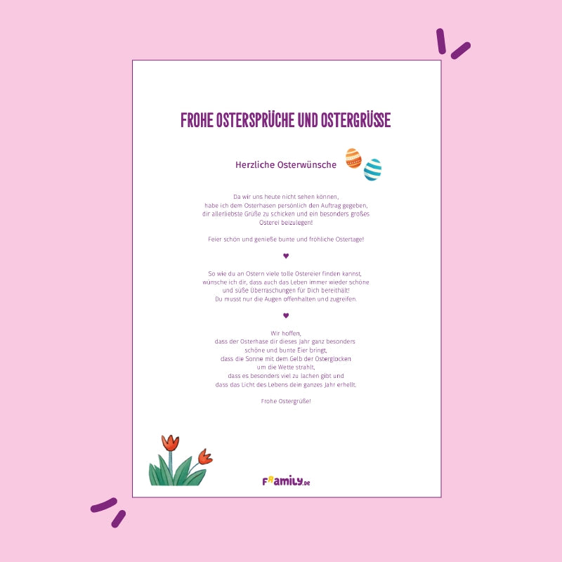 Frohe Ostersprüche und Ostergrüße als kostenloser Download mit verschiedenen herzlichen Osterwünschen